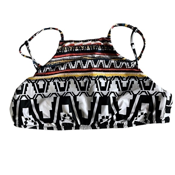 BECCA by Rebecca Virtue Primitive Journey High neck swim top,tassled tie,size L - Picture 3 of 5